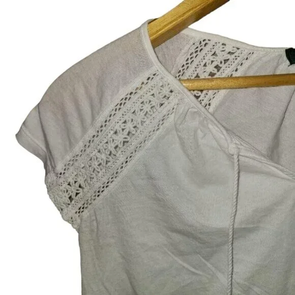 LAUREN Ralph Lauren Small Petite Cotttagecore White Shirt - Picture 2 of 3